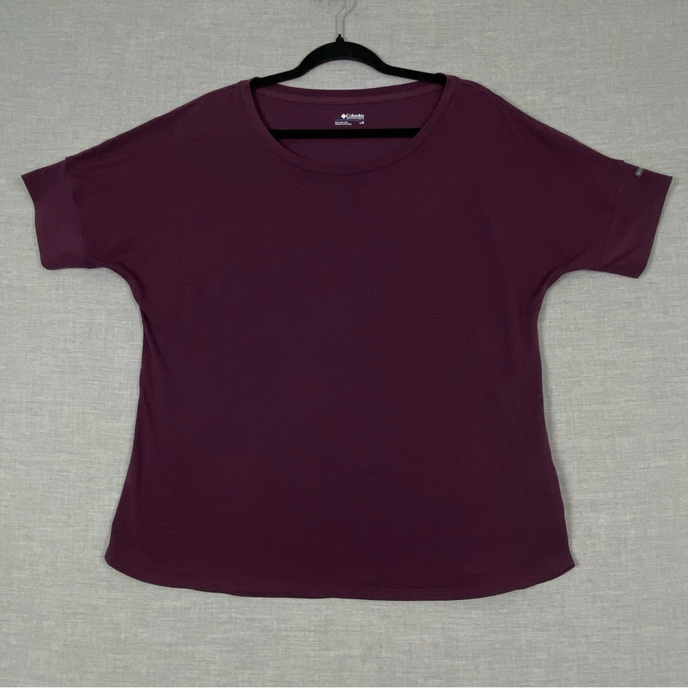 Columbia Purple T Shirt Sz Large Banded Cuffs